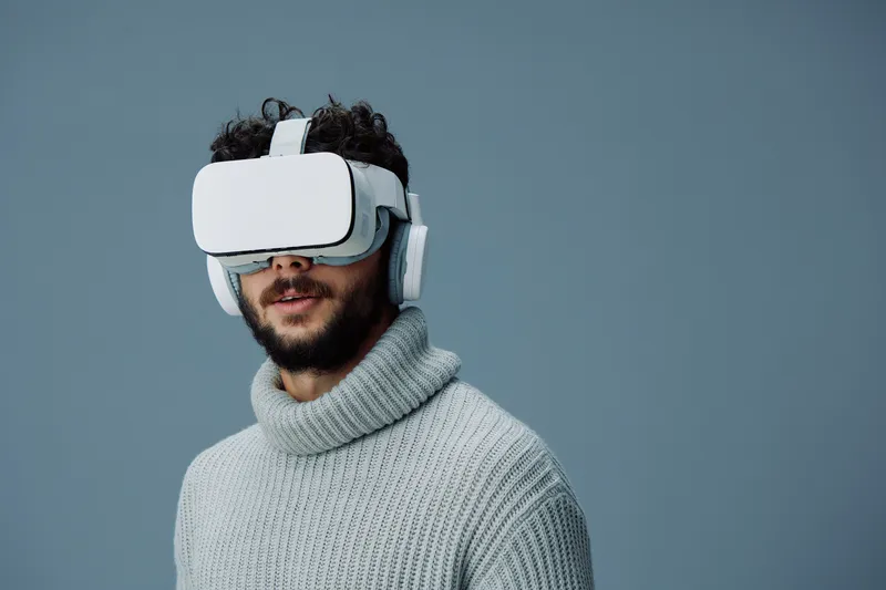 Игра, видео, виртуальная реальность, технология, гарнитура, очки, VR, технические средства, носимые инновации, концепция, взгляд, развлечение, реальность, устройство, очки, молодой, современный…