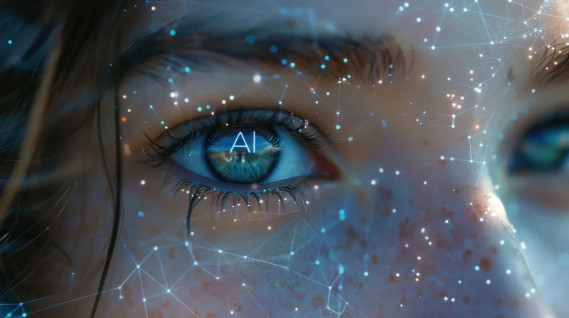 Крупный план женского глаза со словом «ai», написанным на нем