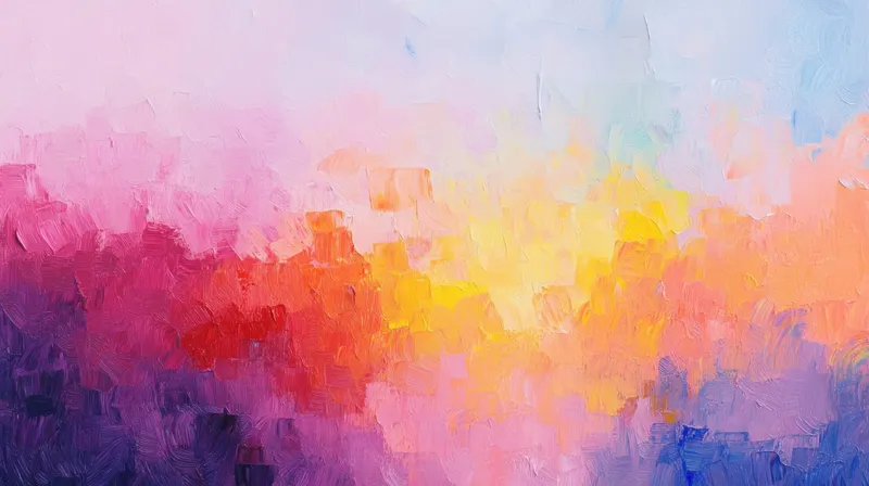 Выразительное художественное произведение, передающее энергию, надежду и безмятежность через цветовую гармонию и фактурную работу кисти; подходит для креативного декора, современных галерей и…