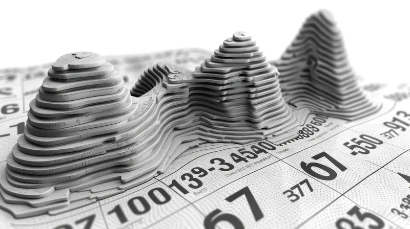3D-модель гор на вершине календаря, черно-белое фото, демонстрирующее красоту природы и времени