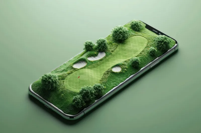 Красивое 3D-изображение поля для гольфа на iPhone XS Max с зеленым фоном