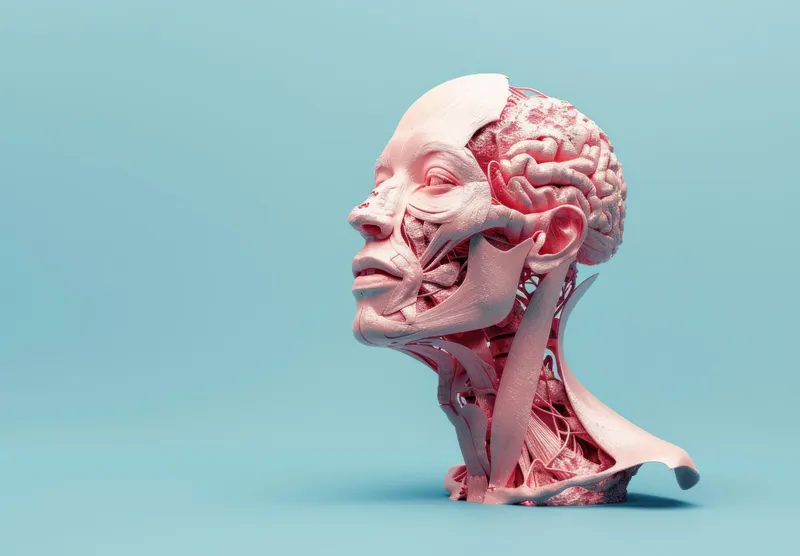 Медицинская 3D-модель головы человека с мозгом и другими частями тела для образовательных целей