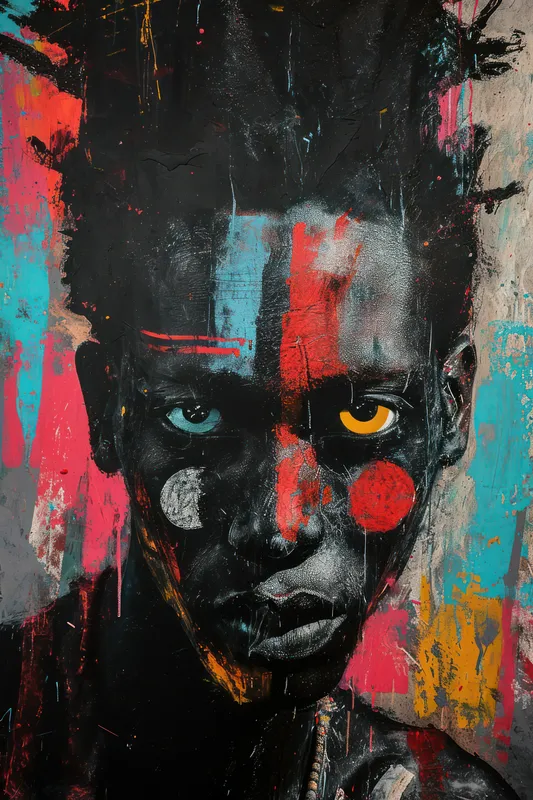 Черная красота: абстрактный портрет молодой женщины в стиле модного искусства, выражающий темные эмоции Хэллоуина