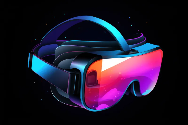 Мужчина в виртуальной реальности: на нем шлем VR и очки-гаджеты