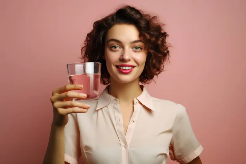 Женщина со стаканом свежей воды