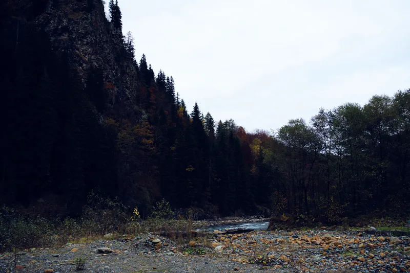 Горный речной пейзаж, осень, путешествие, красота