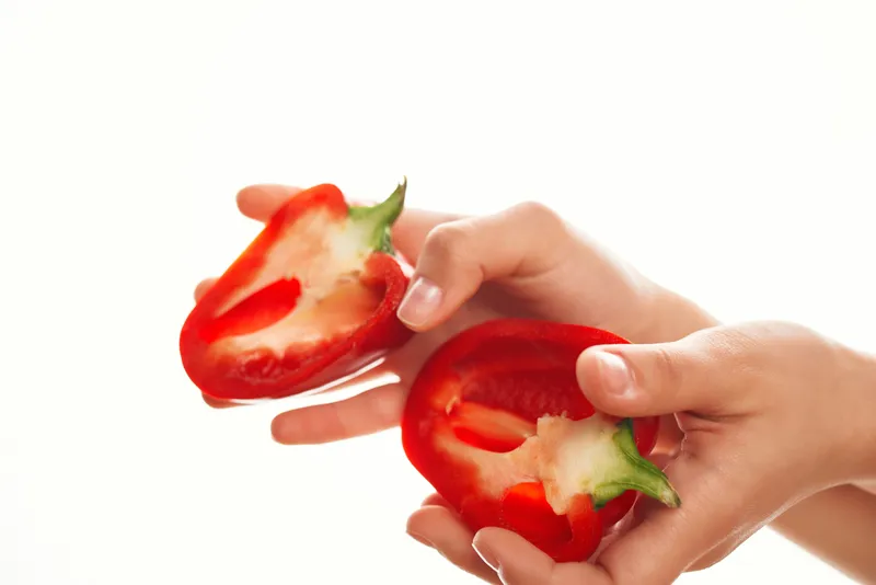 Красный перец, приготовление пищи, продукты, кухонные ингредиенты для салата