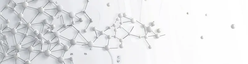 Белые молекулярные соединения создают научное и современное ощущение на мягком, светлом фоне