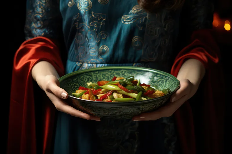 Полезное застолье: свежая азиатская кухня на деревянном столе