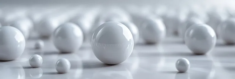 Абстрактная композиция из белых сфер на белом фоне, 3D-рендеринг