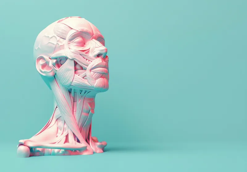 Анатомическая 3D-модель мышц головы человека для медицинского образования и исследовательских целей