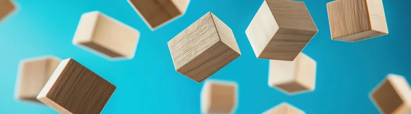 Деревянные бруски в воздухе, демонстрирующие различные текстуры и цвета