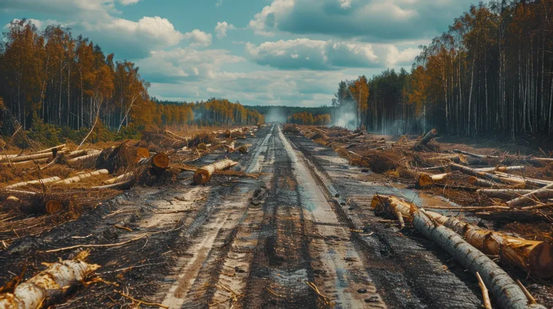 Лесное приключение: живописная грунтовая дорога, окруженная высокими деревьями в дикой природе