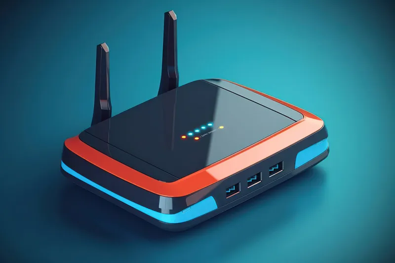 Широкополосное сетевое оборудование: черный коммутатор Wi-Fi, беспроводное устройство для подключения и связи