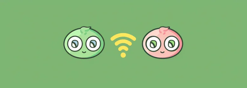Зелёные и розовые яйца с символом Wi-Fi на зелёном фоне — концепция современных технологий и органической красоты