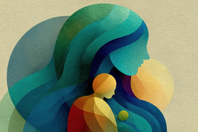Спокойная, интимная, вдохновляющая сцена, подходящая для тем семьи, материнства, воспитания детей и благополучия