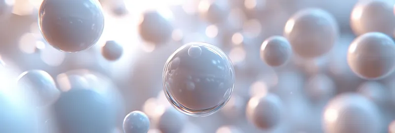 Абстрактные белые пузырьки, парящие в бассейне света на белом фоне
