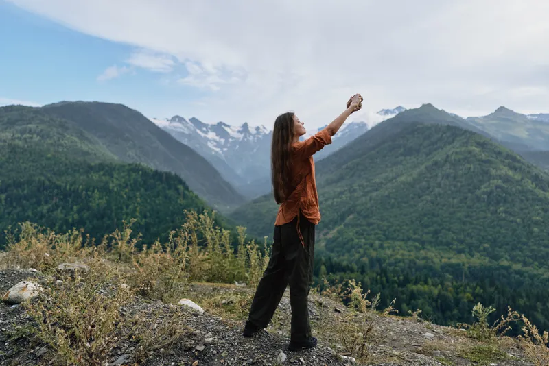 Person mountains hiking nature outdoors solo authenticity inclusivity