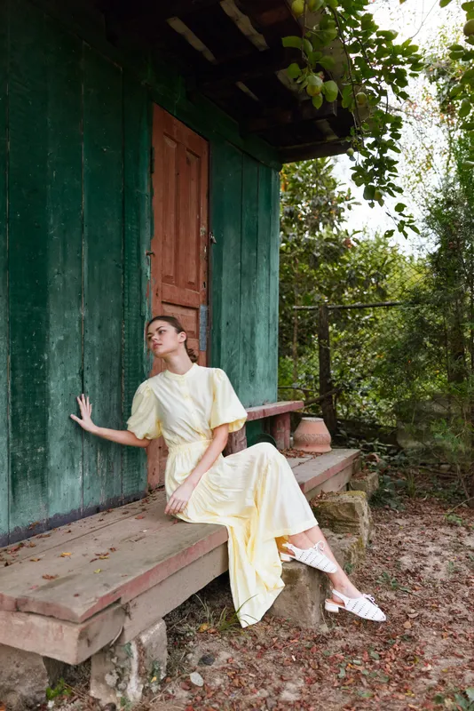 Woman dress sit bench real inclusive