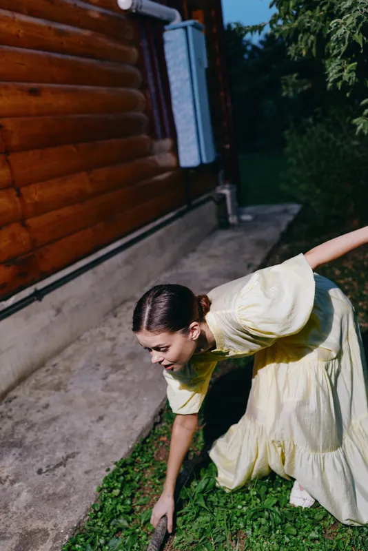 Authentic woman in yellow dress