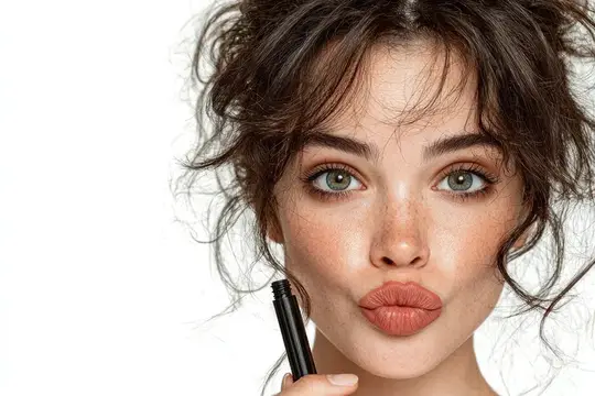 Молодая женщина с растрепанными волосами и тушью для ресниц