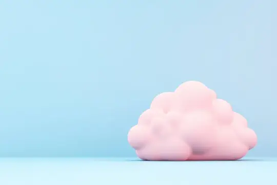 3D-рендер розового облака на голубом фоне