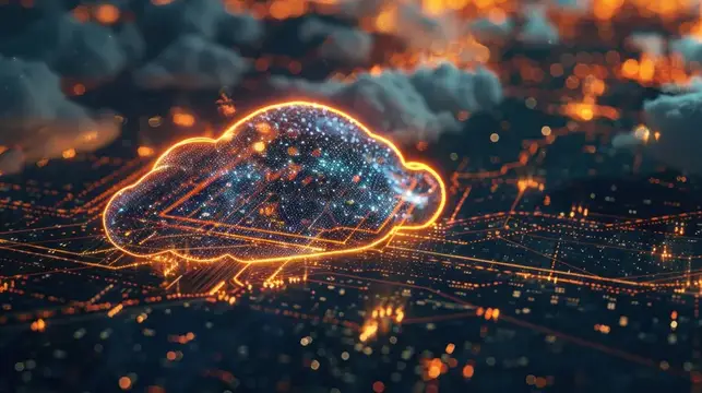 3D-рендер светящегося облака над ночным городом