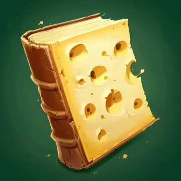 Иллюстрация книги в виде куска сыра с дырками