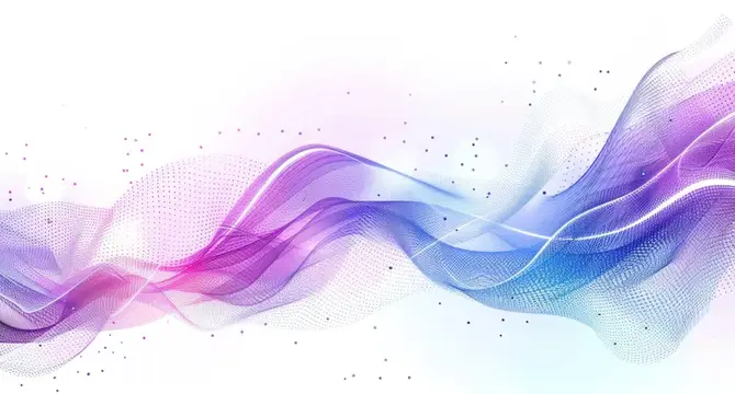 Абстрактные фиолетовые и синие волны с точками на светлом фоне