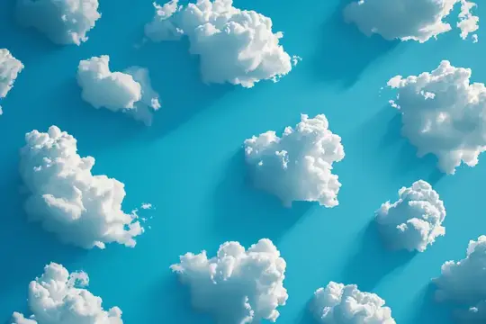 3D-рендер белых пушистых облаков на ярко-голубом небе