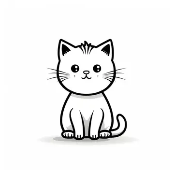 Иллюстрация милого котёнка с усами и хвостиком