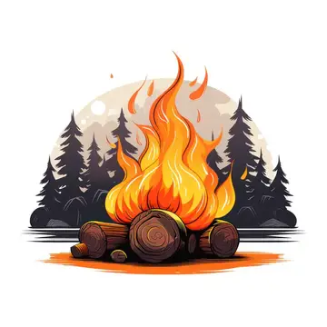 Языки пламени огненного восторга природы: яркий костер, излучающий жар и тепло