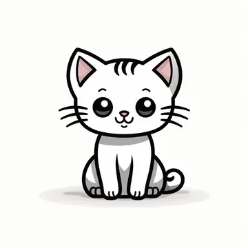 Иллюстрация милого белого котенка с большими глазами