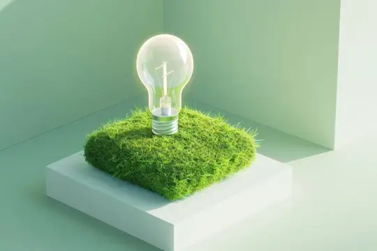 3D-рендер лампочки на мху в светлой комнате