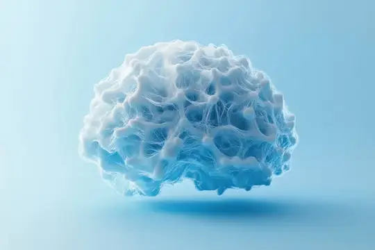 3D-рендер полупрозрачного мозга на голубом фоне