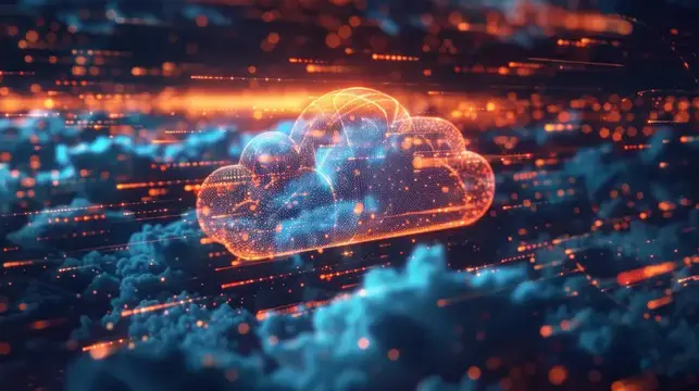 3D-рендер светящегося облака над цифровым пространством