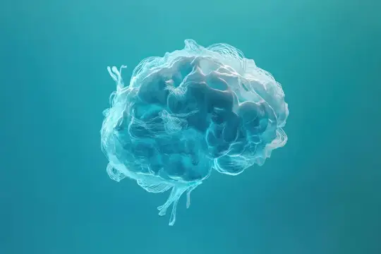 3D-рендер полупрозрачного мозга на бирюзовом фоне