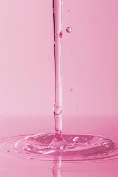 Розовая жидкость вливается в воду с каплей розовой жидкости