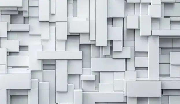 3D-рендер абстрактной стены из белых прямоугольных блоков