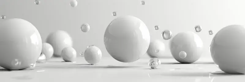 3D-рендер с белыми глянцевыми шарами и каплями