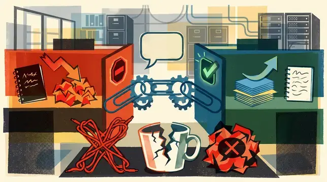Иллюстрация о выборе между хаосом и порядком в офисе