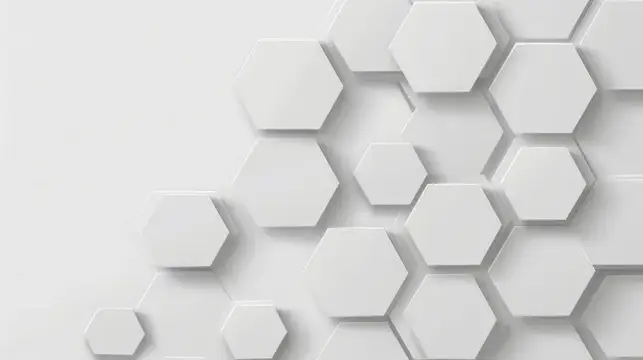 Композиция из сцепленных белых шестиугольников на мягком сером фоне, отражающая современную эстетику