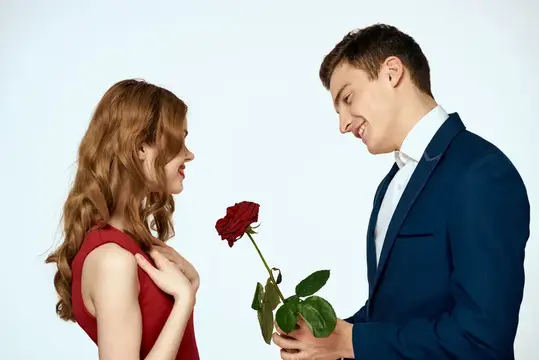 Красивая пара, очарование, отношения, романтика, розы, роскошь, любовь, светлый фон