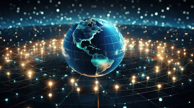 3D-рендер земного шара с глобальной сетью огней
