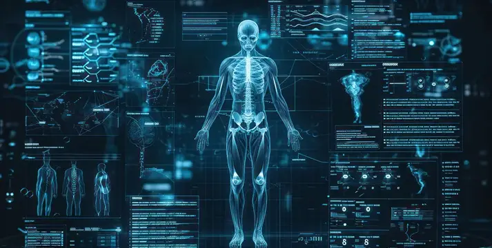 3D-рендер анатомической модели человека с медицинскими данными