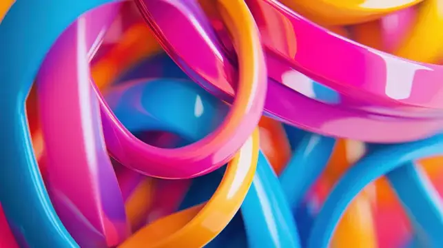 3D-рендер с переплетением ярких глянцевых колец