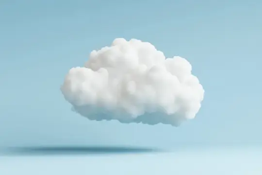 3D-рендер пушистого белого облака на голубом фоне
