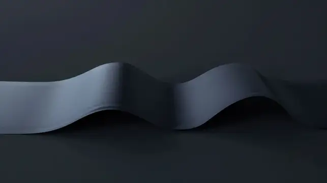 Абстрактная волнистая тёмно-синяя 3D-лента на чёрном фоне