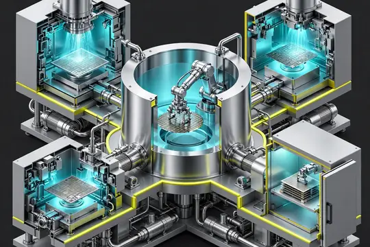 3D-рендер автоматизированной линии по производству микрочипов