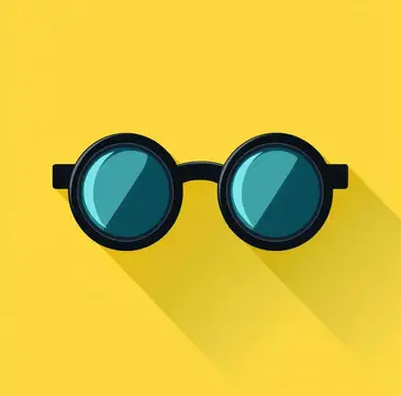Иллюстрация круглых солнцезащитных очков на жёлтом фоне